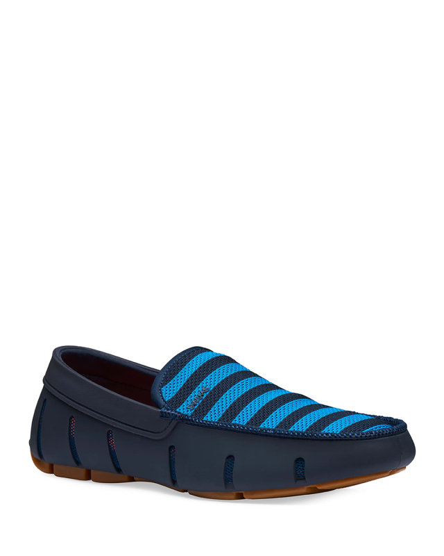 Men's Striped Venetian Mesh/Rubber Driver Loafers